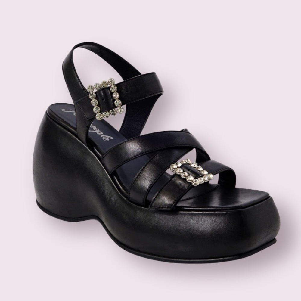 Free People Brooklyn Ankle Strap Platform Sandal in Black